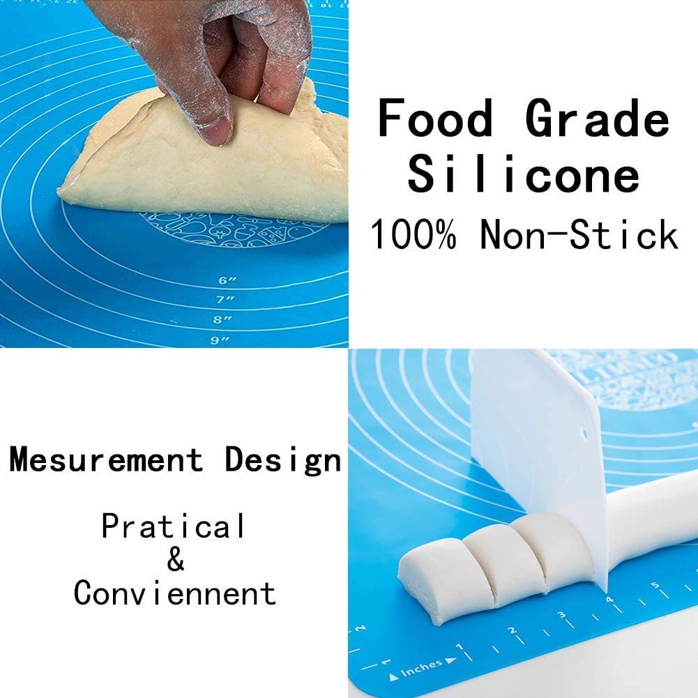 ZELKEY Silicon Fondant Rolling Mat or Silicone Baking Sheet Large with Measurements Stretchable for Kitchen Roti Chapati Cake Pad Cooking Dough Atta Kneading Big Size (Color May Vary)