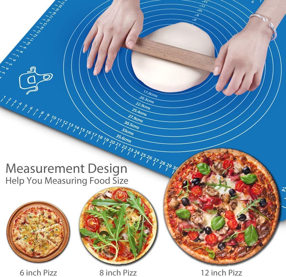 ZELKEY Silicon Fondant Rolling Mat or Silicone Baking Sheet Large with Measurements Stretchable for Kitchen Roti Chapati Cake Pad Cooking Dough Atta Kneading Big Size (Color May Vary)