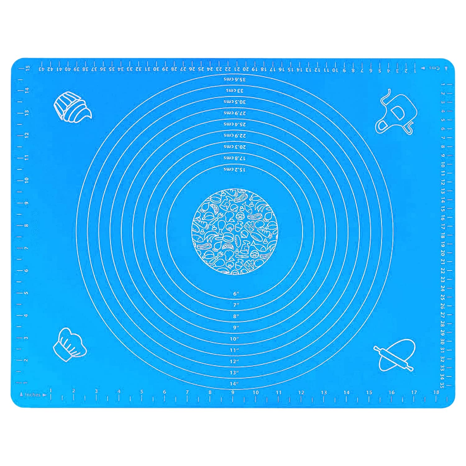ZELKEY Silicon Fondant Rolling Mat or Silicone Baking Sheet Large with Measurements Stretchable for Kitchen Roti Chapati Cake Pad Cooking Dough Atta Kneading Big Size (Color May Vary)