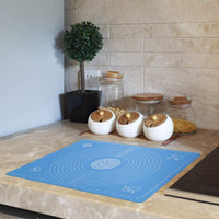 ZELKEY Silicon Fondant Rolling Mat or Silicone Baking Sheet Large with Measurements Stretchable for Kitchen Roti Chapati Cake Pad Cooking Dough Atta Kneading Big Size (Color May Vary)