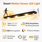 USB Rechargeable LED Motion Sensor Cabinet Light – Auto On/Off, Easy Stick Installation