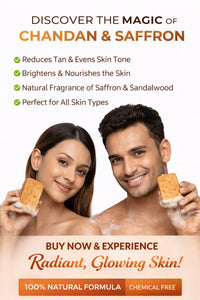 GlowAura Glow & Tan Removal Soap – Saffron & Sandalwood Skin Brightening Bath Soap with UV Protection Support