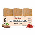 GlowAura Glow & Tan Removal Soap – Saffron & Sandalwood Skin Brightening Bath Soap with UV Protection Support