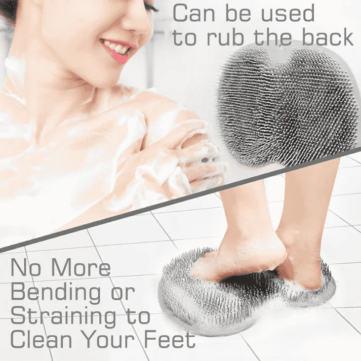 Silicone Shower Foot Scrubber Mat with Wall-Mounted Suction Cups