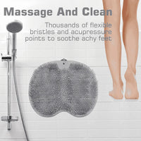 Silicone Shower Foot Scrubber Mat with Wall-Mounted Suction Cups